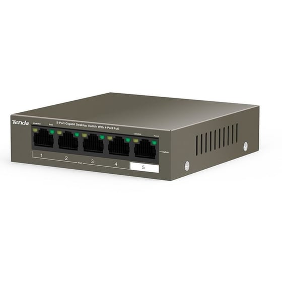 Tenda Network Switch Unmanaged L2 5-Port Gigabit Desktop with 4-Port PoE image 1