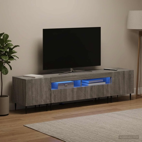 Έπιπλο Τηλεόρασης VidaXL με LED 3 τμχ 198 x 35 x 43 cm - Γκρι Sonoma image 2