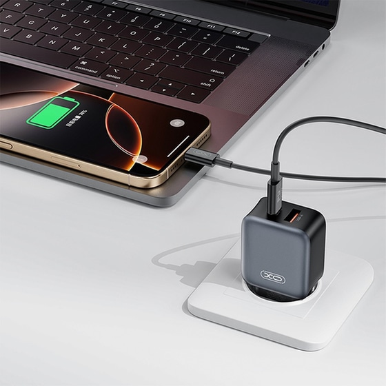 XO Φορτιστής L154 USB-C/USB-A Μαύρο image 1