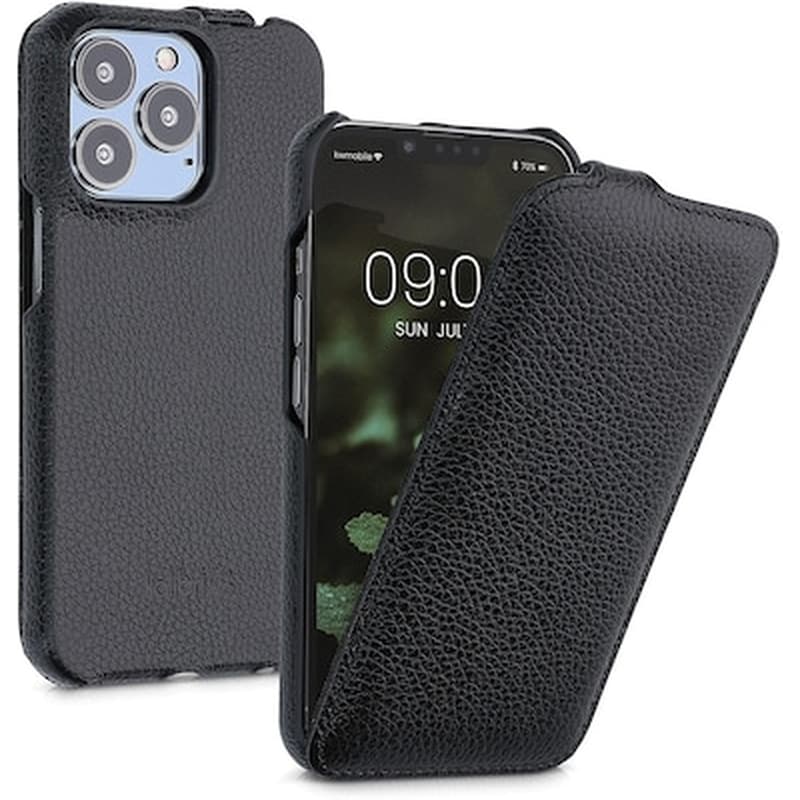 KALIBRI Θήκη Apple iPhone 13 Pro - Kalibri Flip Leather Protective Phone Cover - Black