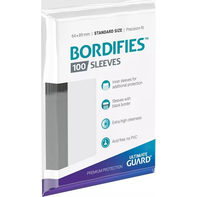 Ultimate Guard Bordifies Precise-fit Sleeves Standard Size Black (100 Sleeves)