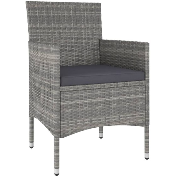 Σετ Επίπλων Bistro Κήπου VidaXL από Συνθ. Ρατάν και Ψημένο Γυαλί 5Τμχ - Γκρι image 2