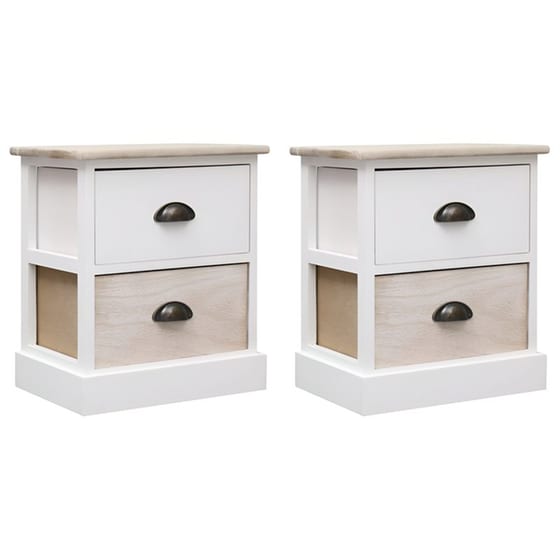 Κομοδίνο Vidaxl Από Ξύλο Παυλώνιας 2τμχ 38x28x45 cm - Φυσικό Λευκό image 0