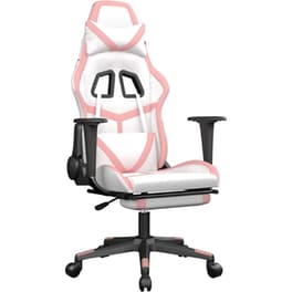 Καρέκλα Gaming VIDAXL 345442 με Υποπόδιο από Τεχνητό Δέρμα - Λευκό