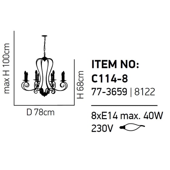 Πολυέλαιος Οροφής Homelighting Laro 77-3659 Μεταλλικός 78x78x68 cm - Λευκός image 1