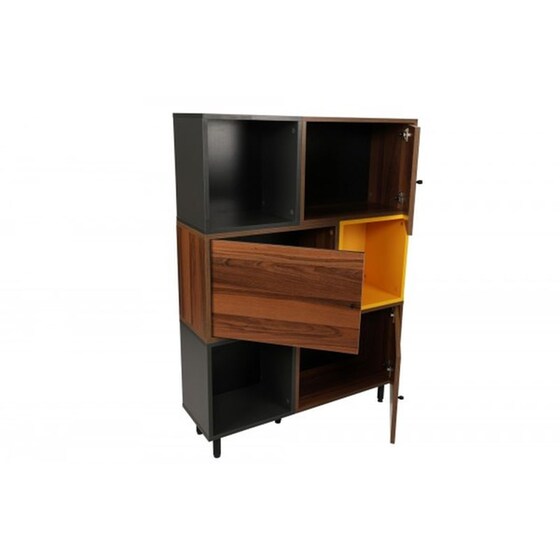 Βιβλιοθήκη 24Mall Volo από Μοριοσανίδα/Μέταλλο 110x30x140 cm - Καρυδί/Ανθρακί image 6