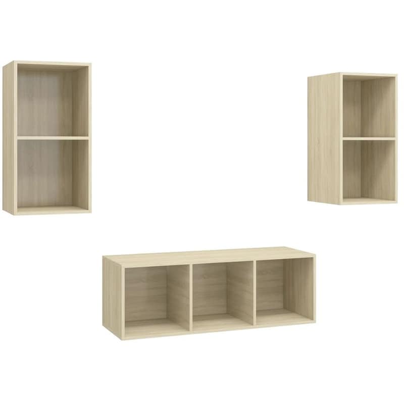 Έπιπλα Τηλεόρασης VidaXL Μοριοσανίδα Δρυς 3 Τμχ 37x37x107cm - Μπεζ VIDAXL