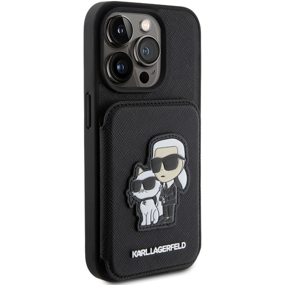 Θήκη Karl Lagerfeld iPhone 15 Pro - Karl Lagerfeld Karl Choupette Saffiano Cardslots & Stand Case - Black image 4