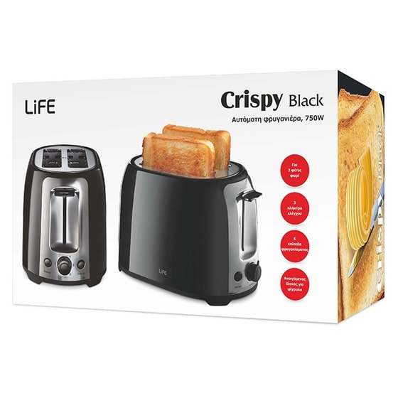 Φρυγανιέρα LIFE CRISPY 2 Θέσεων 750 W Μαύρο image 3