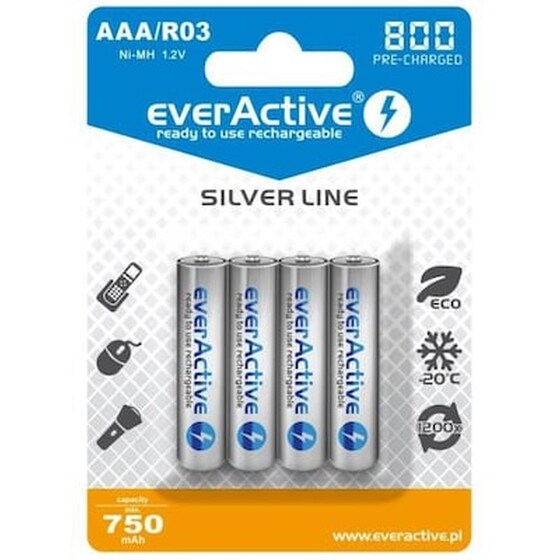 Επαναφορτιζόμενες Μπαταρίες Everactive AAA NiMH 800mAh 1.2 V 4 τεμάχια image 0