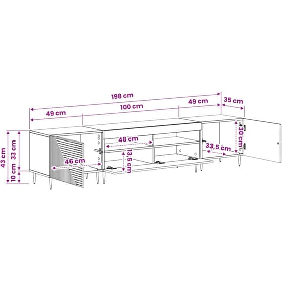 Έπιπλο Τηλεόρασης VidaXL με LED 3 τμχ 198 x 35 x 43 cm - Artisan Δρυς image 6