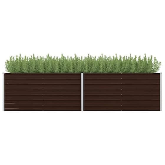 Vidaxl Ζαρντινιέρα Υπερυψωμένη Καφέ 320x80x77 Εκ. Γαλβανισμ. Χάλυβας image 0
