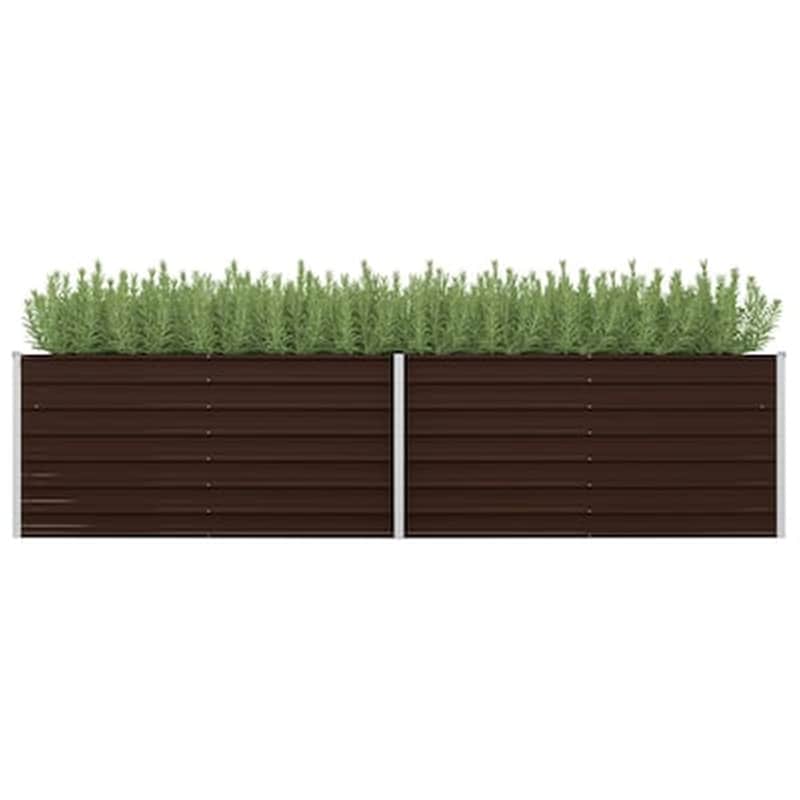 VIDAXL Vidaxl Ζαρντινιέρα Υπερυψωμένη Καφέ 320x80x77 Εκ. Γαλβανισμ. Χάλυβας