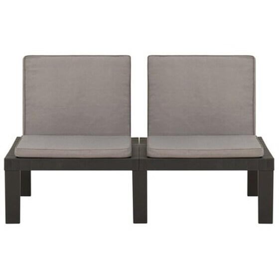 Παγκος Κήπου VidaXL με Μαξιλάρι Πλαστικός 130x65x70 cm - Γκρι image 2