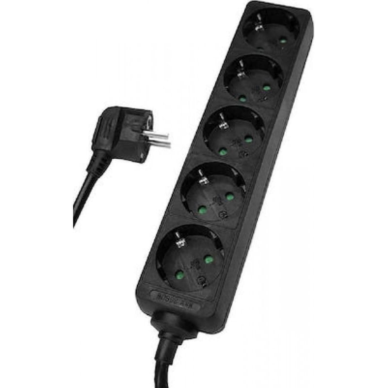 POWERTECH Powertech PT-870 5 Θέσεων 1.5m - Μαύρο