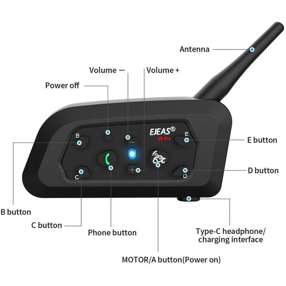 Σύστημα Ενδοεπικοινωνίας Μοτοσυκλέτας Bluetooth EJEAS V6PRO+ image 3