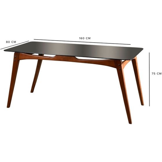 Τραπέζι 24Mall Olio Ορθογώνιο από Ξύλο/Γυαλί 160x80x75 cm - Καρυδί image 3