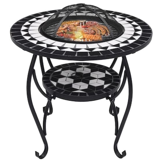 Vidaxl Τζάκι Εξ. Χώρου/τραπέζι «μωσαϊκό» Μαύρο/λευκό 68 Εκ. Κεραμικό image 3