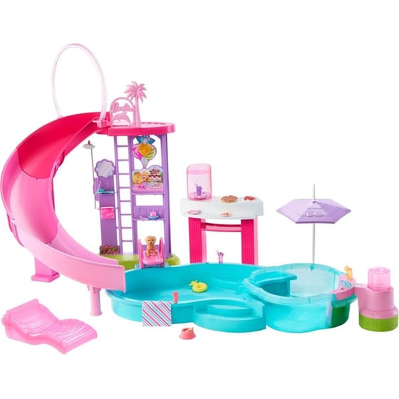 Barbie Dream Pool Playset With Slide & Bubbling Hot Tub image 2