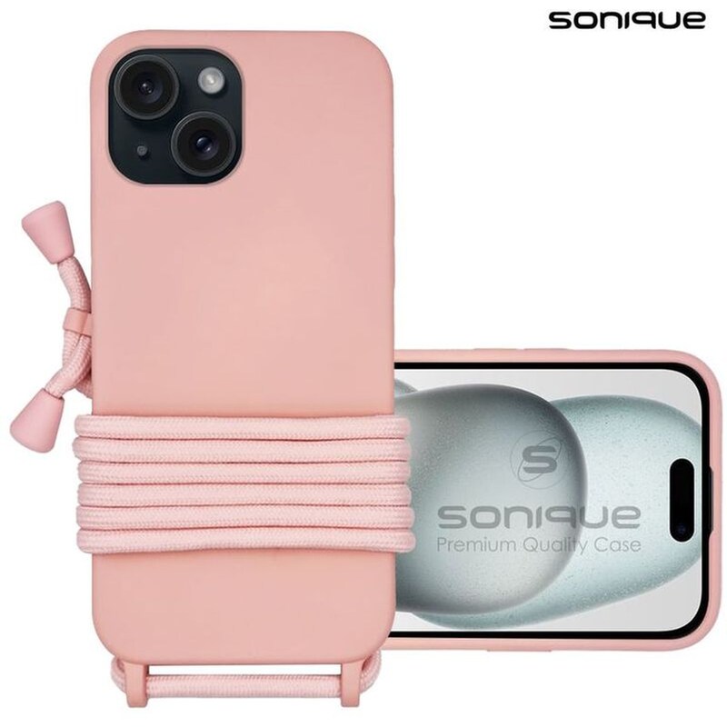 Θήκη Apple iPhone 15 - Sonique Με Κορδόνι Carryhang - Ροζ
