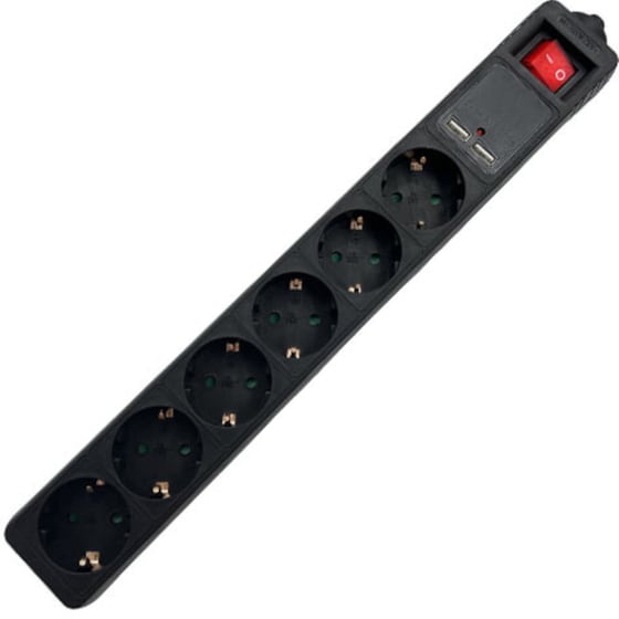 Πολύπριζο Ασφαλείας Lamtech LAM111955 6 θέσεων & 2x Usb 1.5m - Μαύρο image 0
