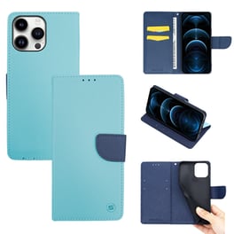 Θήκη Apple iPhone 14 Pro Max - Sonique Trend Book - Σιέλ/Σκούρο Μπλε