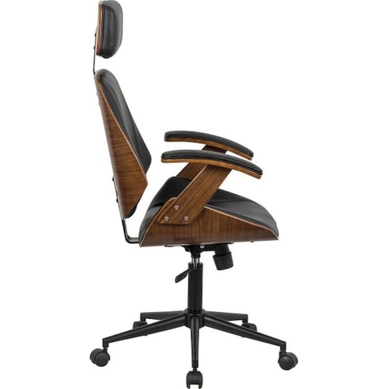 Καρέκλα Διευθυντική 24Mall Mile από Τεχνητό Δέρμα & Ξύλο Plywood - Μαύρη/ Καφέ image 1