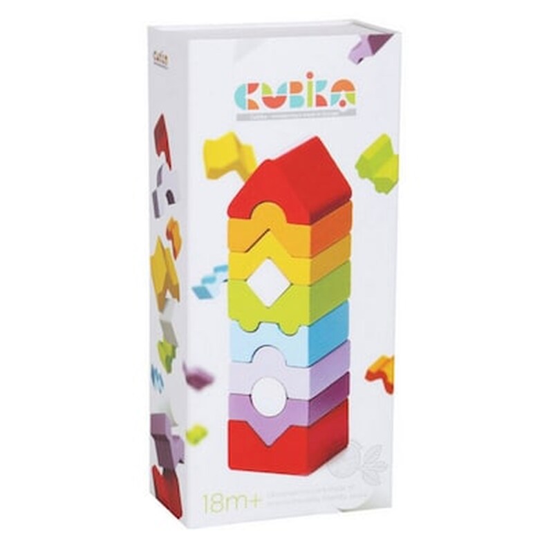 Cubika Ξύλινος Πύργος Με Μεταβαλλόμενες Θέσεις 2d Κόκκινο 18 Εκ.