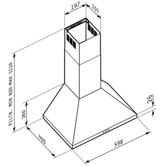 PYRAMIS Τετράγωνη Plus 06503800 60cm Inox Απορροφητήρας Καμινάδα - Τζάκι image 2