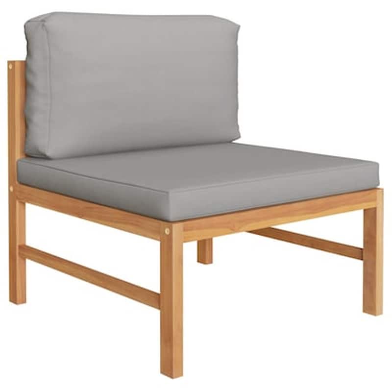 Καναπές VidaXL Mεσαίος με Σκούρα Γκρι Μαξιλάρια από Μασίφ Ξύλο Teak 63x66x60 cm -Γκρι