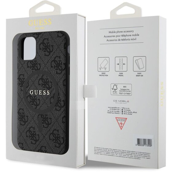 Θήκη Apple iPhone 11 - Guess 4g Logo Collection Magsafe Ring Stand Hard Case - Μαύρο image 3