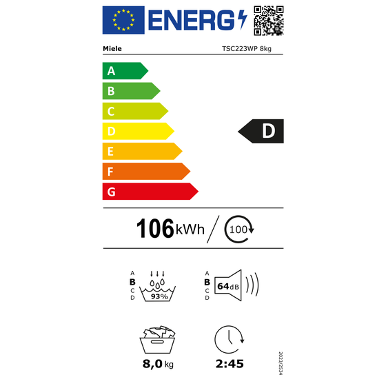 MIELE TSC223WP 8 kg με Αντλία Θερμότητας Λευκό Στεγνωτήριο Ρούχων image 6