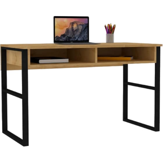 Γραφείo Μελέτης 24Mall Brescia από Μοριοσανίδα 120x60x72 cm - Μπεζ/Μαύρο image 2