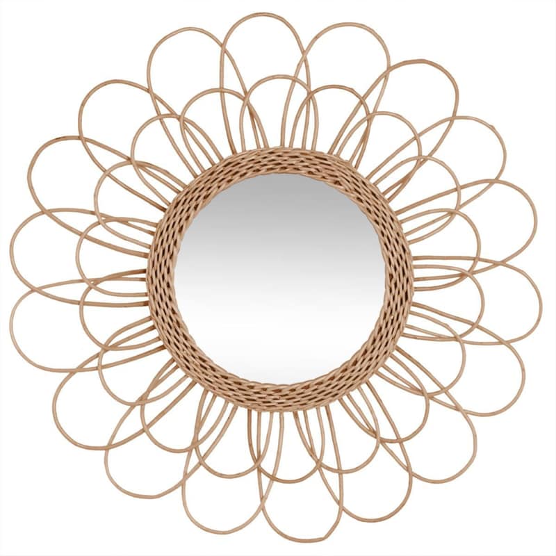 Διακοσμητικός Καθρέφτης Τοίχου Spitishop από MDF Φ56 cm - Φυσικό