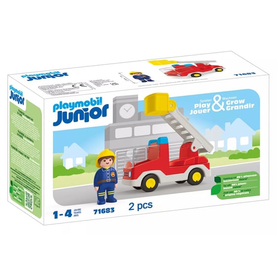 PLAYMOBIL® Junior Πυροσβέστης με κλιμακοφόρο όχημα (71683) image 0