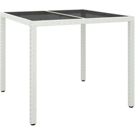 Τραπεζαρία Εξωτερικού Χώρου VidaXL Ρατάν/Γυαλί 90x90x75 cm - Λευκή