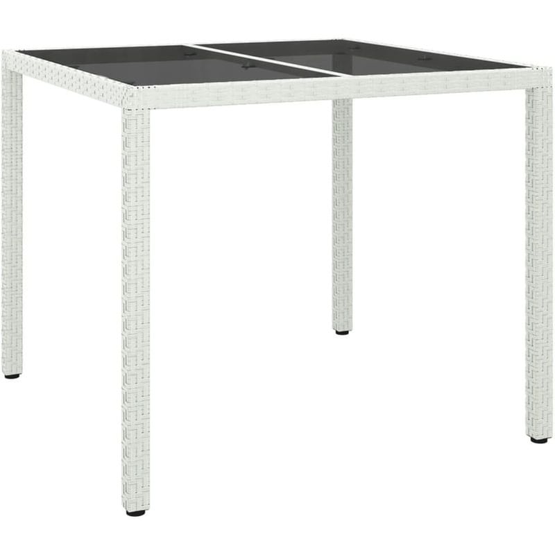 Τραπεζαρία Εξωτερικού Χώρου VidaXL Ρατάν/Γυαλί 90x90x75 cm - Λευκή VIDAXL