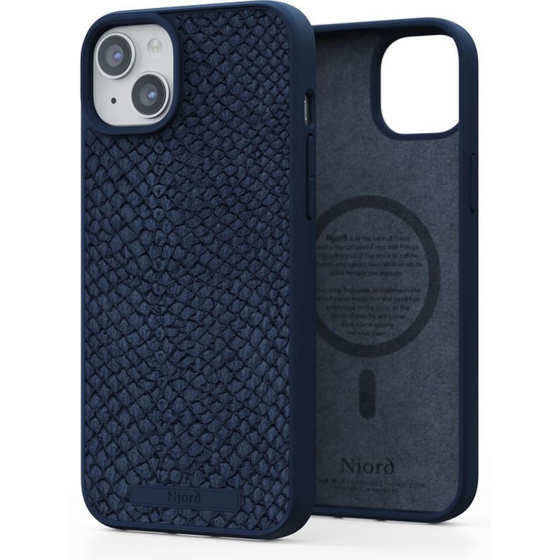NJORD Θήκη Apple iPhone 15 Plus - Njord Salmon Leather MagSafe Case - Blue