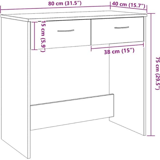 Γραφείο VidaXL από Επεξεργασμένο Ξύλο 80x40x75 cm - Artisan Δρυς image 9