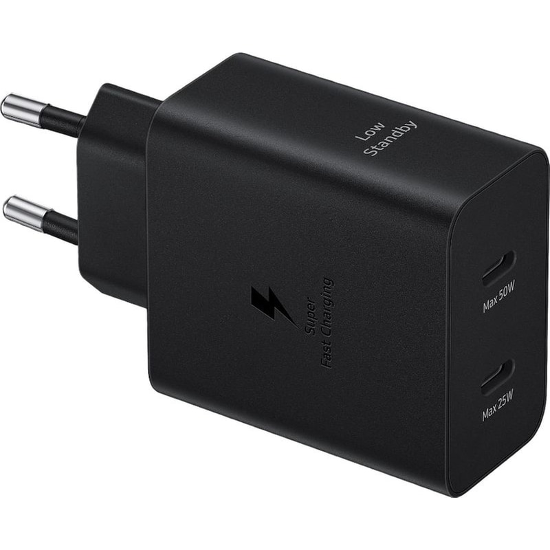 Φορτιστής Πρίζας Samsung Duo Travel Adapter 2x USB-C 50W EU - Μαύρο