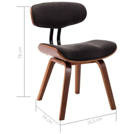 Καρέκλες Τραπεζαρίας Vidaxl από Λυγισμένο Ξύλο/ Ύφασμα 2 Τμχ - Γκρι image 6