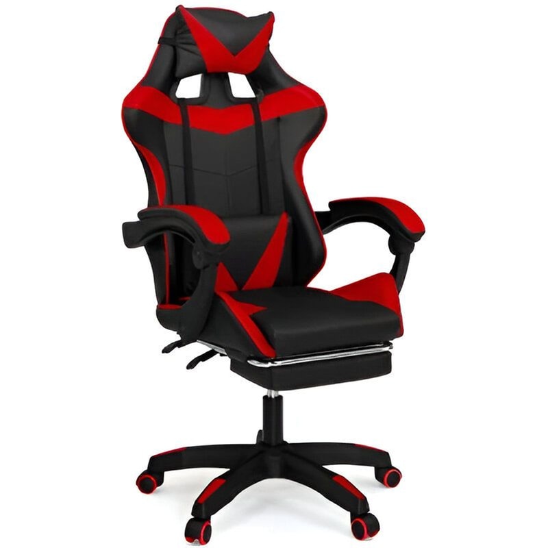 IDOMYA Καρέκλα Gaming Idomya 30078800 από Δερματίνη με Υποπόδιο - Μαύρη/Κόκκινη