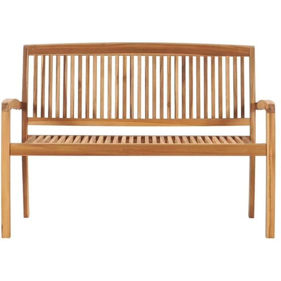 Παγκάκι Κήπου VidaXL με Μαξιλάρι από Μασίφ Ξύλο Teak 128.5x57.5x90 cm - Καφέ/Μπλε image 2