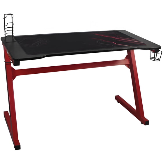 Γραφείο Gaming Woodwell από Carbon Fiber 120x60cm - Κόκκινο/Μαύρο image 2