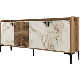 Μπουφές 24Mall Agora από Μοριοσανίδα/Μέταλλο 180x35x78 cm - Λευκός/Καρυδί