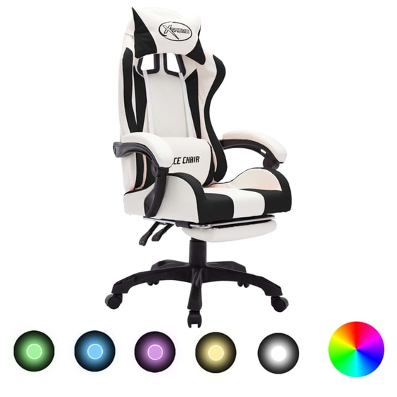 Καρέκλα Gaming Vidaxl Racing RGB από Συνθετικό Δέρμα - Λευκή/Μαύρη image 1