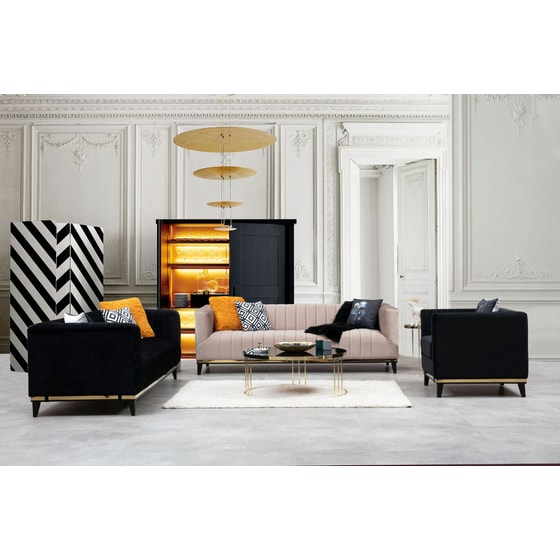 Τριθέσιος Καναπές 24Mall Abellare 222x89 cm - Μαύρο image 1