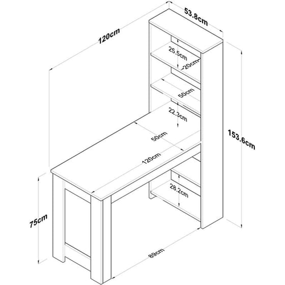 Τραπέζι Κουζίνας 24Mall Brio από Μαριοσάνιδα 120x53.8x153.6 cm - Καρυδί/Λευκό image 5
