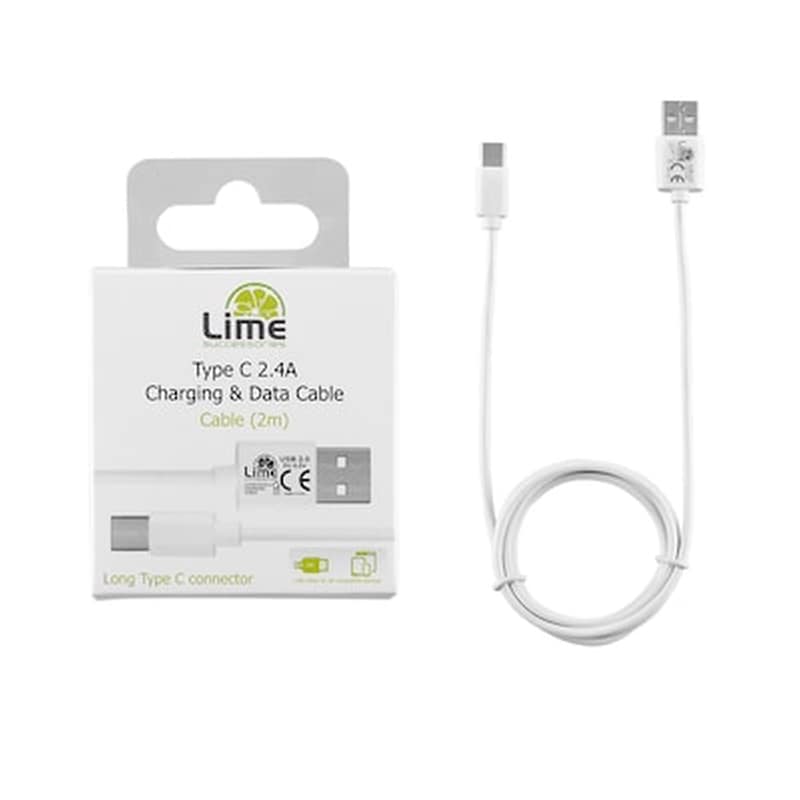 LIME Καλώδιο δεδομένων Lime Luc01 Usb-C 2.4A 1m - White