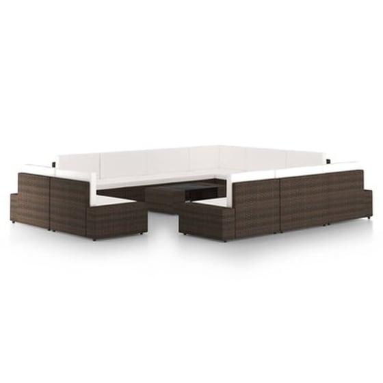 Vidaxl Σαλόνι Κήπου 12 Τεμαχίων Καφέ Από Συνθετικό Ρατάν Με Μαξιλάρια image 0